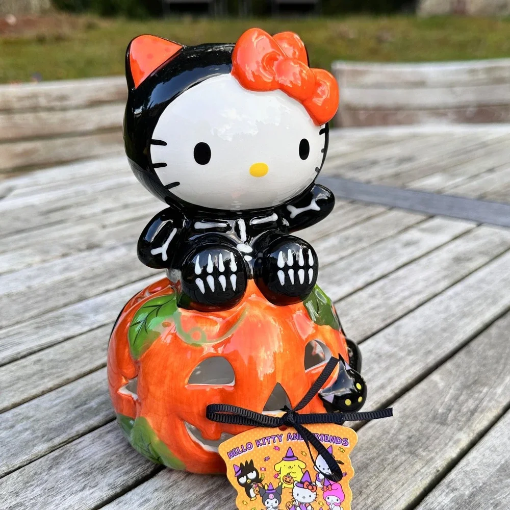 Sanrio Hello Kitty Skeleton Pumpkin Ceramic Tea Light Candle Holder Halloween